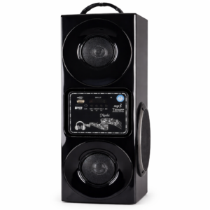 yatalika rangoli bluetooth tower speaker, 80w, 2.1 channel, black, floor standing